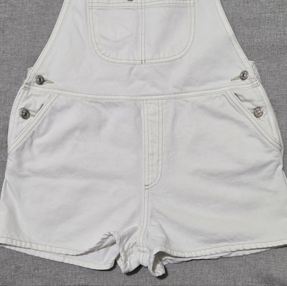 ZARA White Denim Shorts Overalls Size Medium - Picture 5 of 13